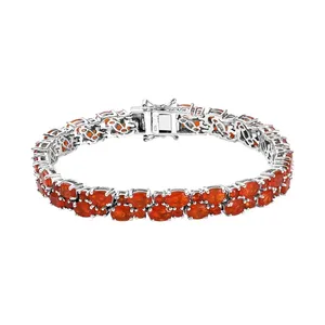Silver Plated Tennis <b>Bracelet</b> Women's <b>Red</b> Crystal Rhinestone Channel Setting Classic Style Fashion Jewelry Gift - Product Image 4