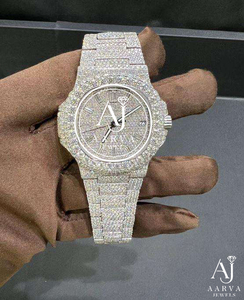 Reloj de Cuarzo con Incrustaciones de Moissanita, Correa de Acero Inoxidable, Esfera Redonda, Resistente al Agua, Reloj de Pulsera de Lujo para Hombre - Product Image 2