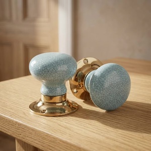 Modern Ceramic Cabinet <b>Knob</b> with <b>Gold</b> Base Round Shape for Furniture Handles-Durable Design for Kitchen Bathroom Bedroom Use - Product Image 3