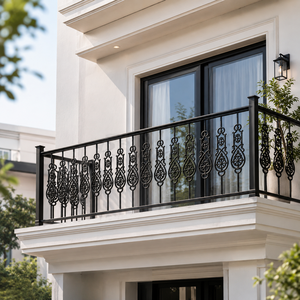 Barandilla de Balcón de Hierro Forjado Ornamental Negra, Barandilla Metálica Moderna para Terraza de Villa, Diseño de Seguridad Exterior - Product Image 2