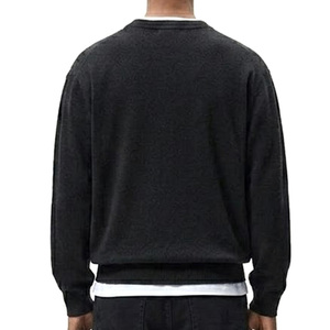 Men's Solid Black Knitted Pullover Sweater Full Sleeve Cotton Autumn Wear - Product Image 6