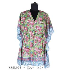 Caftán de algodón con estampado Floral para mujer, corta de estilo playero ropa de noche a la moda, diseño de talla grande Jaipur - Product Image 1