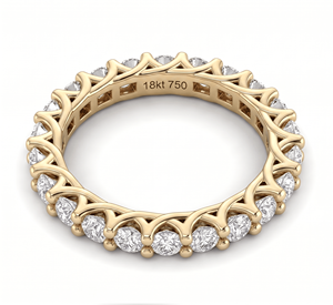 Bague d'éternité en diamant, taille brillant rond, bijoux fins classiques, bague de fiançailles - Product Image 1