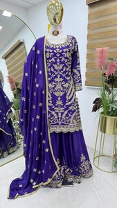 Collection Hiver/Été pour Femmes d'Antra Lifestyle : Salwar Kameez en Soie Sans Plis Longueur Genou, Style Indien et Pakistanais, avec Palazzo - Product Image 2