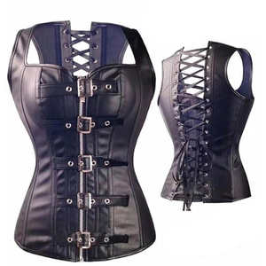 Vêtements sculptants pour le corps, robe corset steampunk, corset gothique en cuir PU, crop top sculptant avec jupe burlesque, ensemble deux pièces - Product Image 6