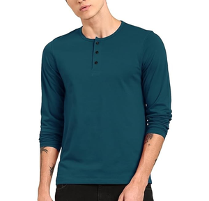 เสื้อยืดแขนยาวผู้ชายทรงปกติ ผ้าฝ้าย 100% 220 GSM พิมพ์ลายแบบ Heat-Transfer แห้งเร็ว ไม่ยับ OEM พร้อมโลโก้ที่คอเสื้อด้านหลัง - Product Image 1