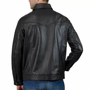 Blouson Moto Hiver Homme en Cuir PU Écologique Respirant Coupe Ample Col Rond Fermeture Éclair Couleur Unie Coupe-Vent - Product Image 3