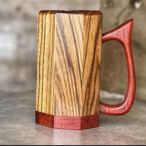 Mug en bois naturel artisanal pour thé, café et bière – Tasse à boire réutilisable et écologique - Product Image 5