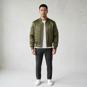 Chaqueta bomber acolchada verde oliva para hombre, ropa de calle, chaquetas de invierno al por mayor, chaqueta informal para hombre - Product Image 1