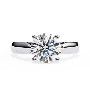 Bague Solitaire Ronde Brillante en Diamant de Laboratoire 2 carats, à Quatre Griffes, avec Sceau Cathédrale Ouvert, Bijou de Fiançailles en Or Personnalisé, Design Nuptial - Product Image 3