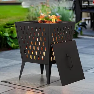 Brasero en acier fait main élégant pour collections de mobilier d'extérieur contemporain, confort du patio et décoration de jardin - Product Image 1