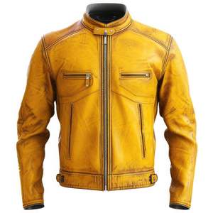 แจ็คเก็ตหนังแท้แบบใหม่ OEM สั่งทำได้ ปักลายตัวอักษร แจ็คเก็ตวาร์ซิตี้สำหรับผู้ชาย ขายดี ราคาส่งถูก - Product Image 1