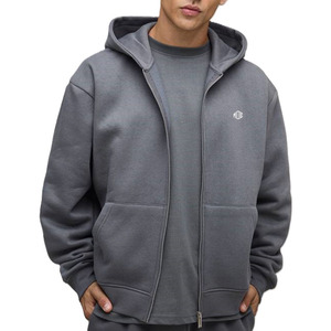 Sudaderas con capucha de algodón y forro polar para hombre, con marca personalizada, con cremallera, corte regular, color gris, fabricante de ropa para producción en masa - Product Image 2