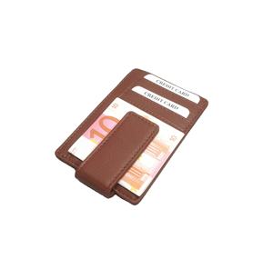 Portefeuille de cartes de visite en cuir magnétique personnalisé avec logo en relief, pour homme, poche avant, accessoire fin, faible MOQ, PU - Product Image 1