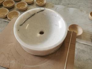 Modern Design White Marble Stone Round Wash <b>Basin</b> Vessel Sinks Bathroom Use For Home Indoor and Outdoor - Product Image 3
