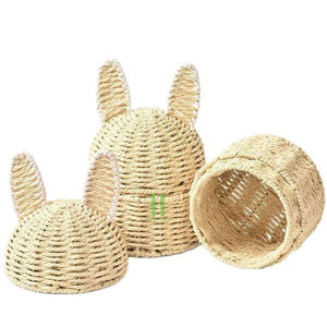 Handmade Rattan Easter Bunny Candy <b>Basket</b> – Cute Bunny Ear Gift <b>Basket</b> for Easter <b>Eggs</b>, Candy Holder, Kids Easter Decoration - Product Image 1