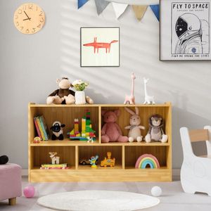 Organizzatore per armadietti giocattolo in legno a 2 scaffali e 5 cubi libreria per bambini - Product Image 5