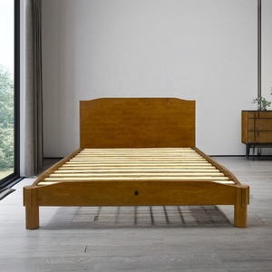 Cama king size de madera moderna al por mayor, cama de plataforma de carpintería japonesa de estilo minimalista, acabados ecológicos, logotipo personalizado - Product Image 1