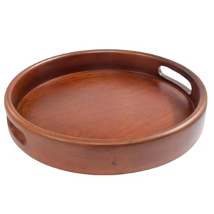 Plato de Madera de Pterocarpus Marsupium Hecho a Mano con Diseño de Dibujos Animados, Color Marrón, No Tóxico, Estilo Americano, para Servir la Cena, Postre o Aperitivos - Product Image 1
