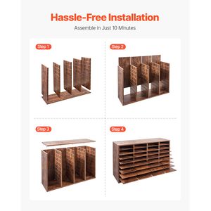 36 Compartment Literature <b>Organizer</b> with Removable Shelves Particle Board Office Mailbox Sorter for Home Office Use <b>File</b> Trays - Product Image 6
