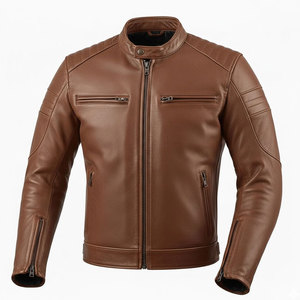 Nouvelle arrivée, tendance de la mode, veste de moto coupe-vent, grande taille, cuir véritable résistant, poignets ajustables, taille ajustable pour un usage quotidien - Product Image 1