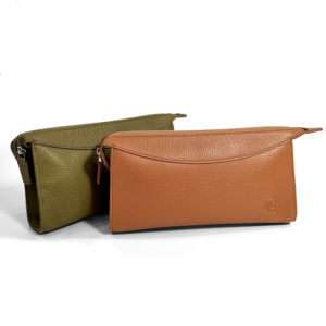 [Hot Item] High Quality Castello Genuine Cowhide Leather Utility <b>Zipped</b> <b>Pouch</b> Characters Pattern Polyester Unisex 5 Colors - Product Image 1