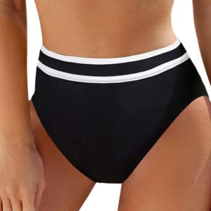 Ensemble de maillot de bain sportif 2 pièces pour femmes, couleur contrastée, col rond, sans manches, court, en spandex/polyester, écologique, séchage rapide, été - Product Image 2