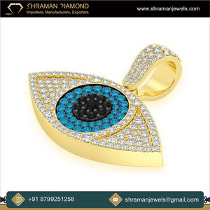 10K <b>Solid</b> <b>Gold</b> Icy Eye <b>Pendant</b> VVS DEF Brilliant Cut Moissanite Custom Superior Quality Eye Design Luxury Manufacturer Gift - Product Image 2