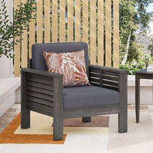 Poltrone da esterno in legno di acacia con cuscini grigio scuro 27,75"D X 32"W X 27,75"H Seduta elegante e confortevole - Product Image 1