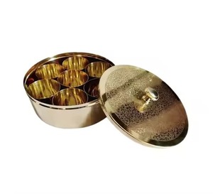 Designer <b>Masala</b> Organizer <b>Box</b> Metal with Decorative Lid Kitchen Storage Container for Spices Herbs Use - Product Image 3