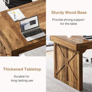 Modern <b>6ft</b> Rectangular Conference <b>Table</b> 63 Inches Wood Seminar <b>Table</b> Boardroom Desk for Meetings & Conferences - Product Image 3