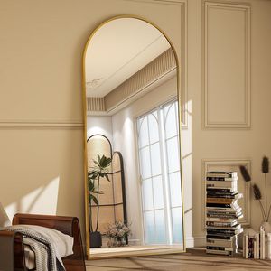 Miroir sur pied arqué pleine longueur 71"x26" avec cadre doré et verre incassable - Product Image 5