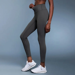 Leggings de yoga taille haute pour femmes, logo personnalisé, couleur unie, séchage rapide, pantalon en Spandex/Nylon pour l'entraînement en extérieur - Product Image 5