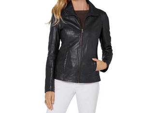 <b>Women's</b> <b>Leather</b> Biker <b>Jacket</b> Breathable Printed Design Waterproof <b>Long</b> Sleeve Stand Collar Customized Colors High Quality - Product Image 1