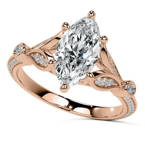 แหวนหมั้นเพชรทรงมาร์คีส์ 14k/18k ทองคำแท้ ดีไซน์แรงบันดาลใจจากท้องฟ้า พร้อมขอบแหวนแบบ Knife Edge - Product Image 3