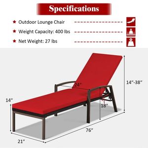 Chaise longue de patio réglable en rotin pour l'extérieur avec dossier pour se prélasser au soleil - Product Image 5