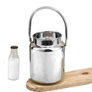 301-400ml Modern Stainless Steel Seamless Gallon Milk Can Jug Anti-Leak Liquid Storage Tight Lid Long Swivel Handle Portable - Product Image 1