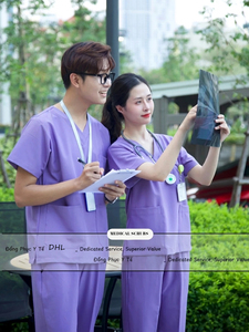 Wholesale Oem logo Custom Light Weight Professional Women's Nurse <b>Doctor</b> Uniform V-neck Medical Scrub Scrubs <b>Set</b> - Product Image 2