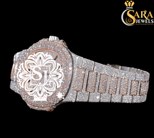 Reloj de diamantes totalmente dorado de calidad superior con acero inoxidable y esfera dorada para hombre disponible a un precio asequible - Product Image 2