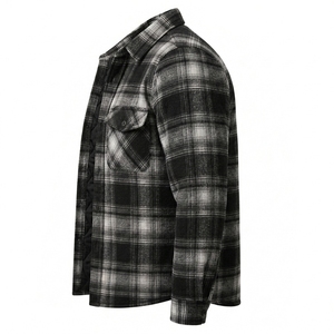 Veste en flanelle réversible pour homme avec doublure en polaire, col rabattable, vêtement d'hiver décontracté, fermeture à boutons, logo sur le devant, veste en flanelle - Product Image 3
