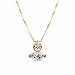 Collar Premium Drip Duo de Plata de Ley con Diamantes Cultivados en Laboratorio y Naturales de 9KT, 10KT, 14KT y 18KT, Colgante para Mujer, Joyería Romántica, Regalo - Product Image 1