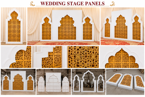 Exclusive Wooden Arches for Modern Weddings Traditional Walima Stage <b>Backdrop</b> Wooden Arch Modern White And <b>Gold</b> Wooden Arches - Product Image 2