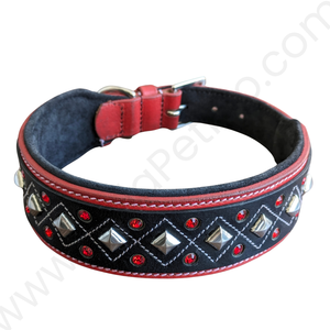 Elegante collar de perro con tachuelas en cuero Patrón sólido Ancho Ajuste elegante para razas pequeñas, medianas y grandes y XL - Product Image 1