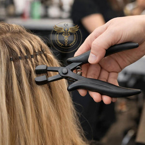 Pinzas para Remover Extensiones de Cabello, Herramienta para Eliminar Pegamento de Queratina, Mordazas Texturizadas de Acero Inoxidable, Herramienta Profesional para Extensiones de Cabello, Mango Negro - Product Image 1