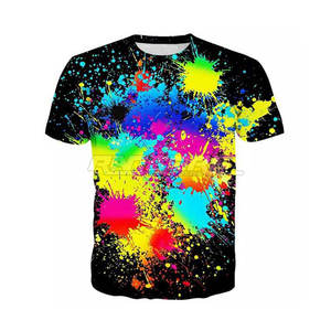 เสื้อยืดพิมพ์ลายสาดสีแบบสวมใส่สบายทรงหลวม ผลิตตามสั่ง ขายส่ง เสื้อผ้าลำลอง พิมพ์ลายกราฟิก แขนสั้น ผ้าโพลีเอสเตอร์ - Product Image 1