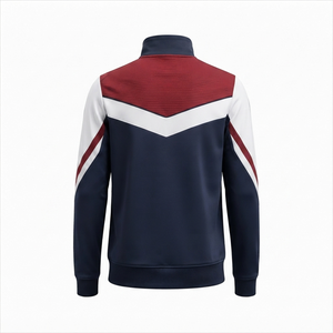 <b>Men's</b> Color Blocking Varsity <b>Jacket</b> Full Zip Stand Collar Sporty Style Autumn Wear Polyester Material Breathable Quick Dry <b>Long</b> - Product Image 2