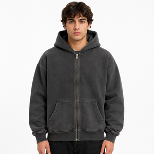 Men's 100% Cotton Full <b>Zip</b> Hoodie Fleece Sweatshirt Regular Fit <b>Zip</b> <b>Up</b> Hooded <b>Jacket</b> for Winter Casual Wear - Product Image 1
