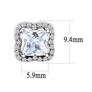 Orecchini a Perno DA081 in Acciaio Inossidabile Lucidato con Zirconi Cubici di Grado AAA Senza Placcatura - Product Image 2