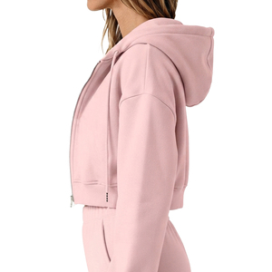 <b>Cropped</b> <b>Hoodie</b> <b>Women</b> Custom Embroidery Cotton Blend OEM ODM Factory Wholesale Apparel Manufacturer Exporter <b>Women</b> Crop Pullover - Product Image 5