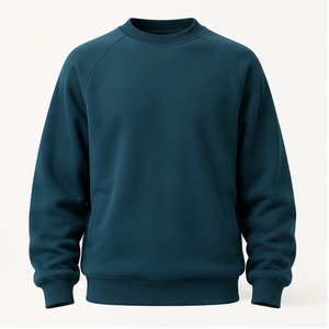 Sudadera Personalizada para Hombre, Color Verde Azulado Oscuro, Corte Holgado, Cuello Redondo, Doble Capa, Tejido Acordonado, Felpa Suave, Modelo MCRW-0048 - Product Image 1